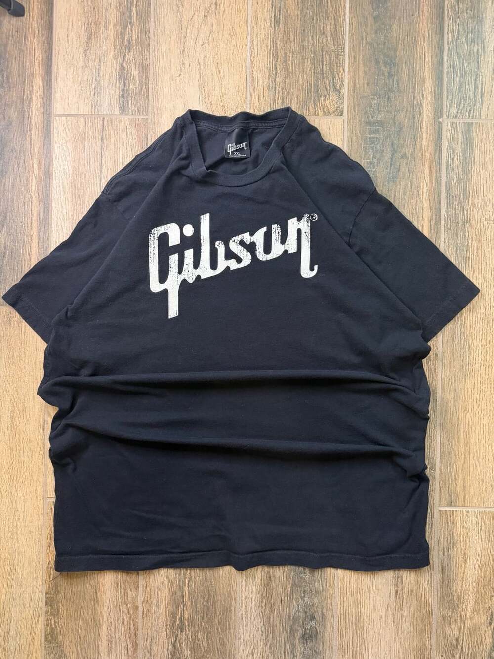 Gibson Logo T-Shirt Size XXL Black Distressed Graphic Tee